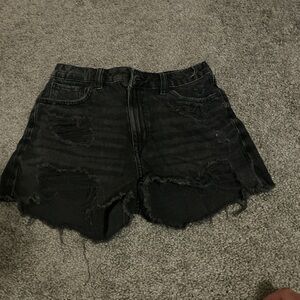 American Eagle Outfitters Black Distressed Jean Shorts